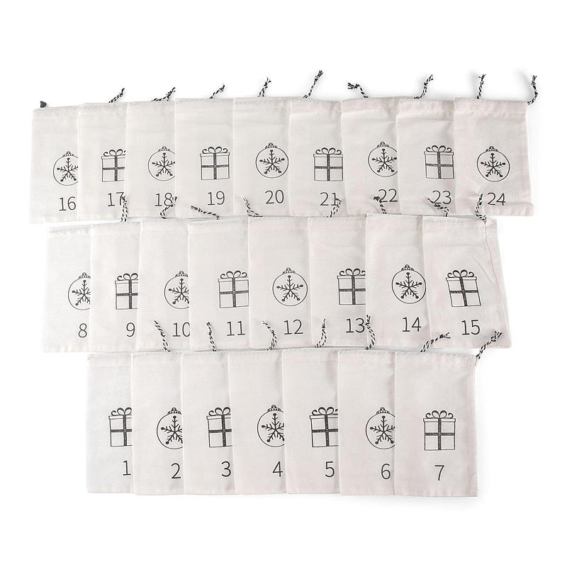 Bolsa para calendario de inicio 1-24 de algodón
