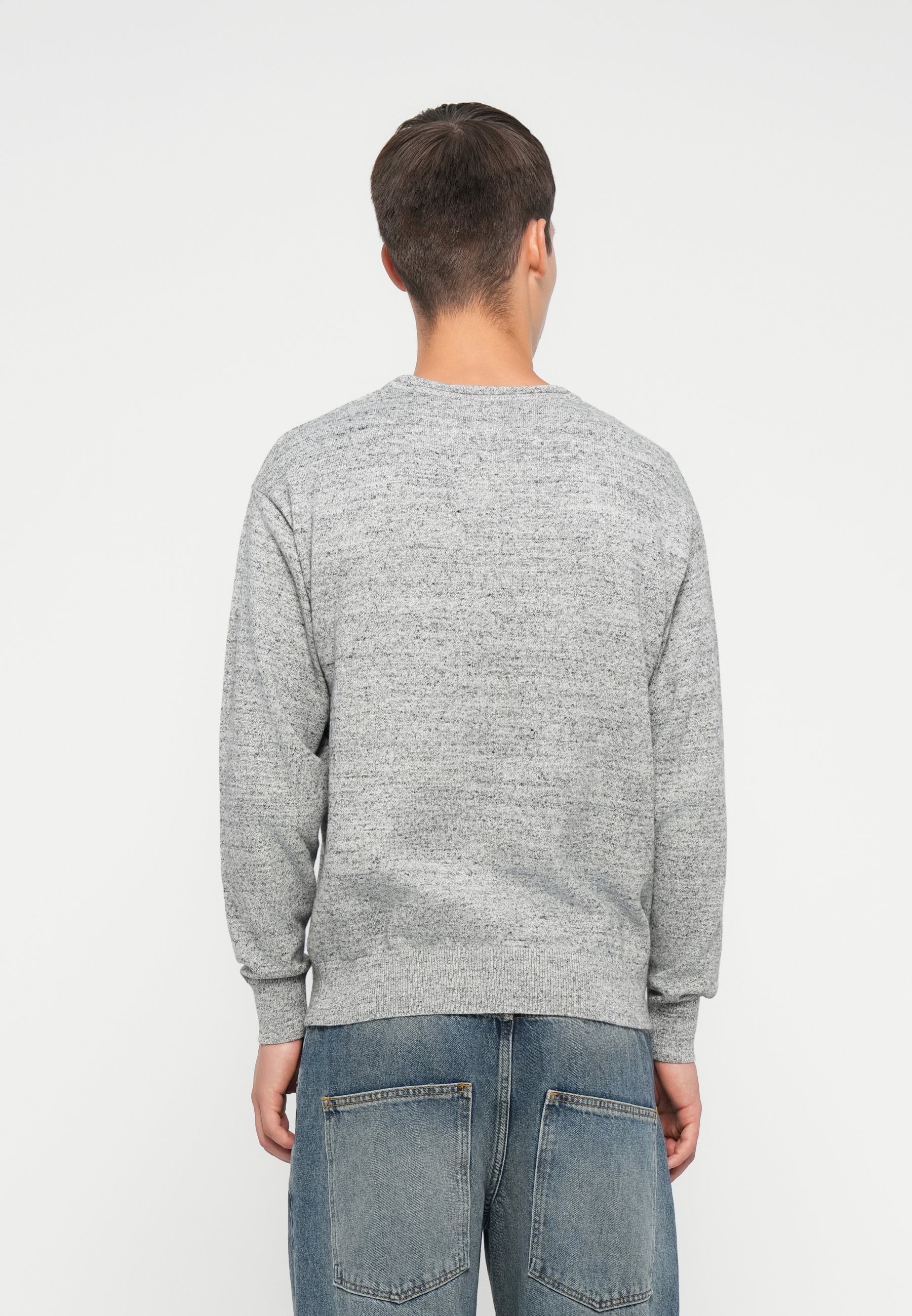 Pull GAP ATHLETIC INTARSIA CREW - Gris chiné
