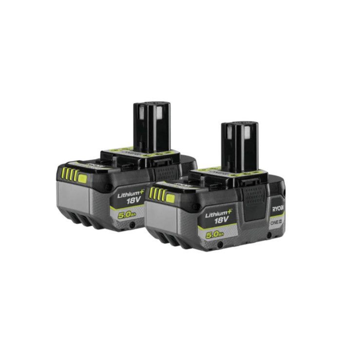 Sæt med 2 stk. RYOBI 18V One+ 5,0 Ah Lithium-ion RB18LL50 batterier