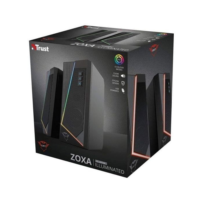 Altavoz para PC gaming Trust Gaming GXT 609 Zoxa RGB, 12 W, alimentación USB, altavoz para ordenador gaming, altavoz de escritorio - Negro