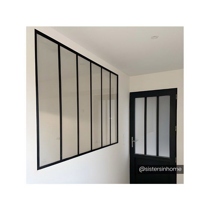 Powder-coated aluminum workshop-style glass roof - 180x130 cm - Black - BAYVIEW