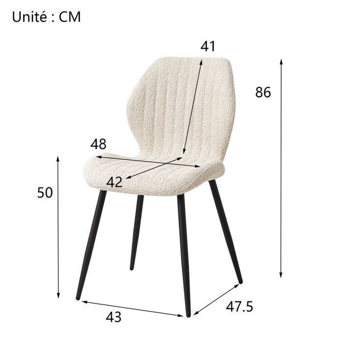 Dining Chair - Retro - Set of 4 - Linen - Metal Legs - Comfortable and Elegant (Beige)