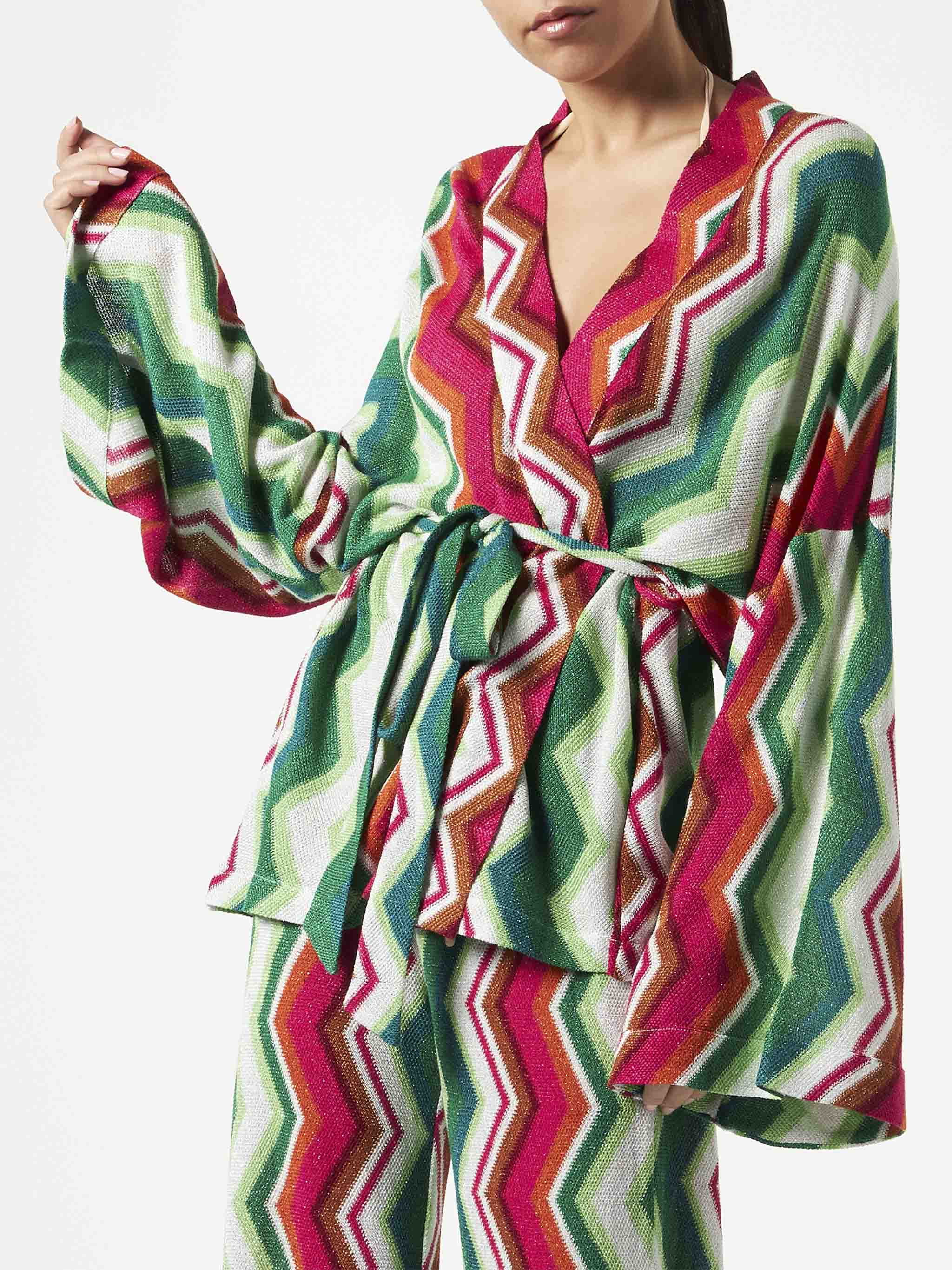 Gebreid kimono-vest met chevronpatroon
