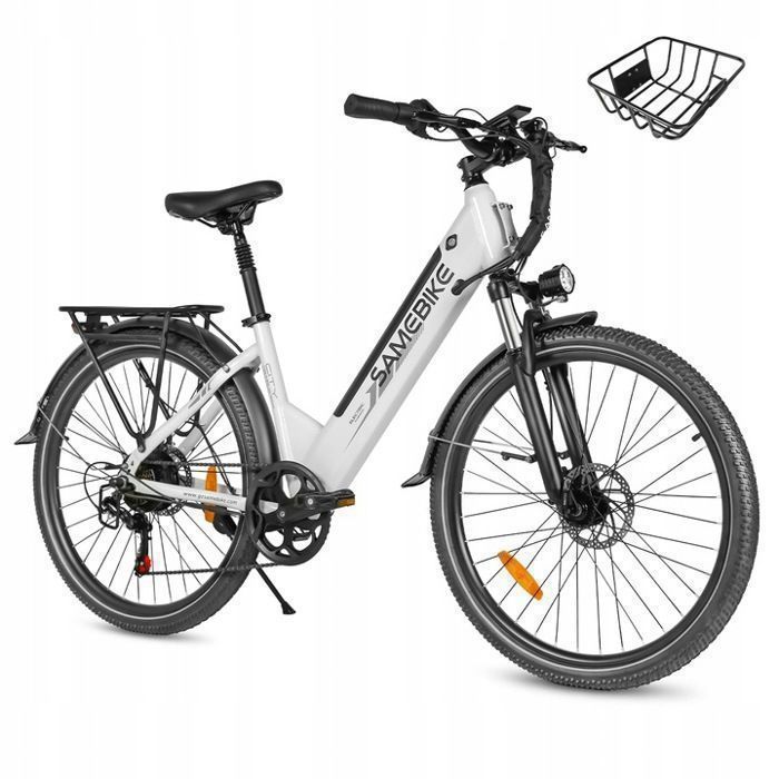 SAMEBIKE - RS-A01 Pro-T - Vélo Électrique - Moteur 500W - Batterie 36V 15Ah - Vitesse Max 25km/h - 90KM Autonomie - Blanc