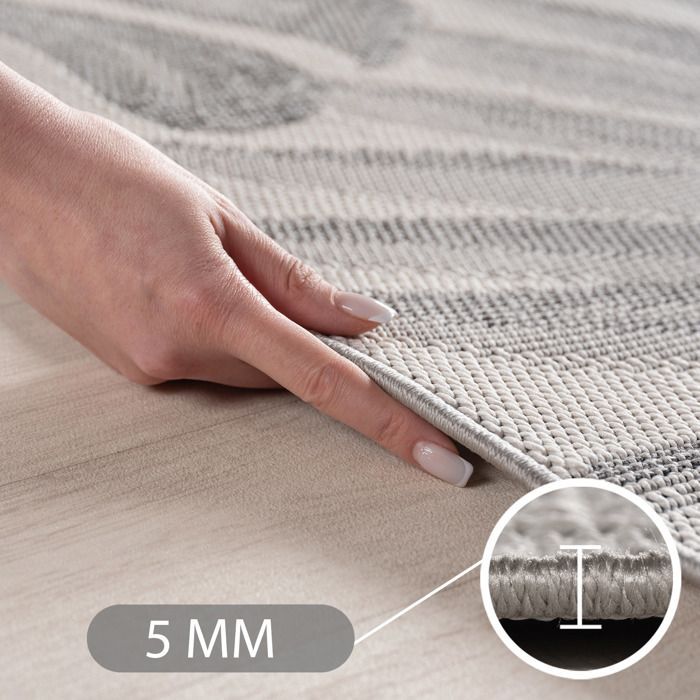 SIMPEX Tapis d'extérieur Gris 240x340 cm, idéal pour la cuisine,Design de feuilles de palmier