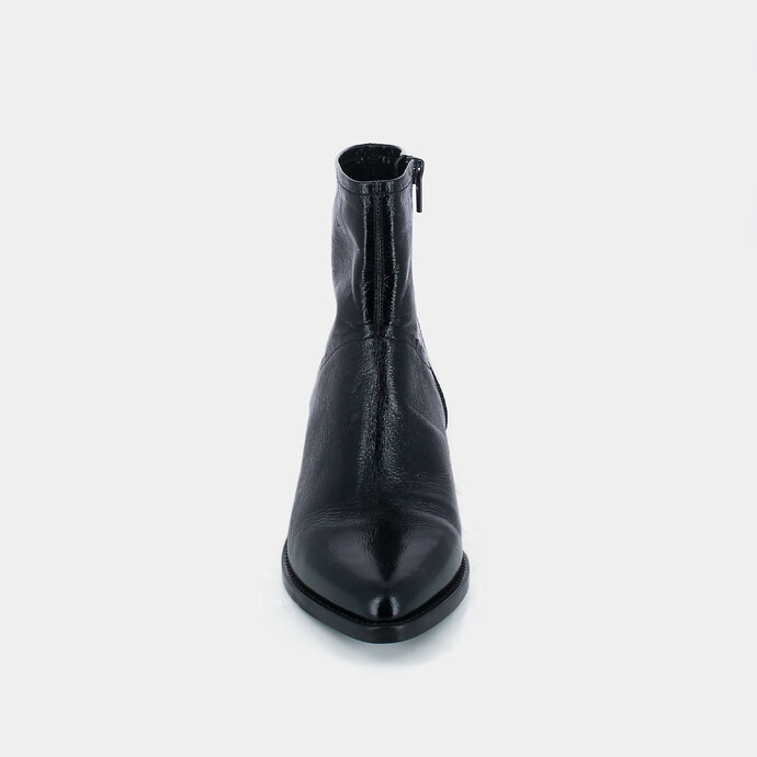 Bottines à talon  en cuir vieilli noir