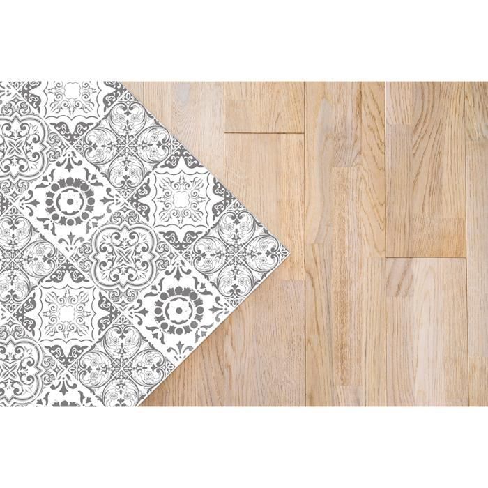 Tapis Vinyle Panorama Carreaux Ciments Grenade Gris 40x80 cm - Tapis pour Cuisine, Bureau et Salon en PVC
