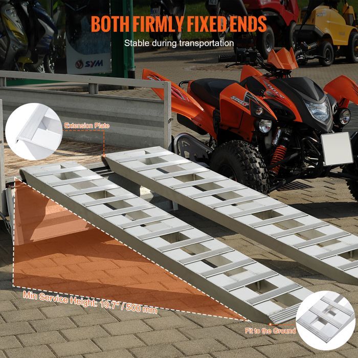 Rampas de aluminio - VEVOR - 1830 x 380 x 63 mm - Capacidad de carga 2721,6 kg - para motocicletas/remolques/ATV/UTV