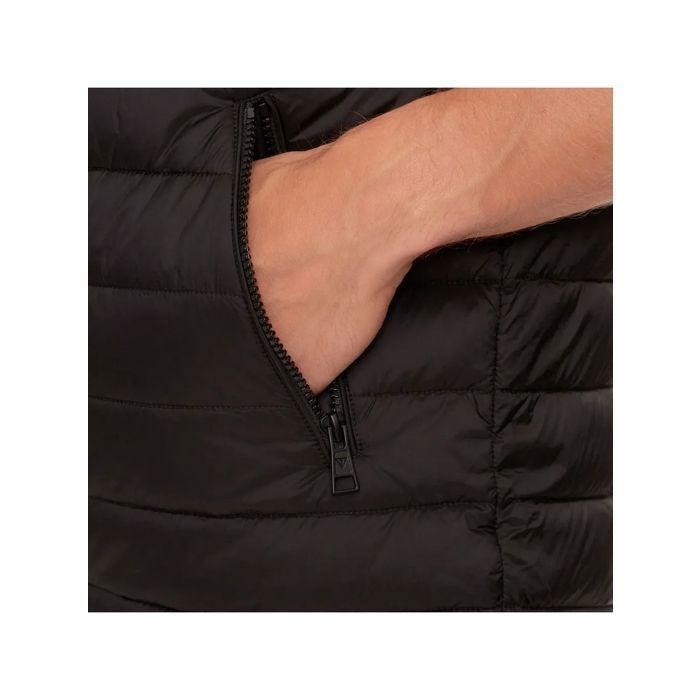 Guess Men's Mini Triangle Sleeveless Puffer Jacket, Black Polyester