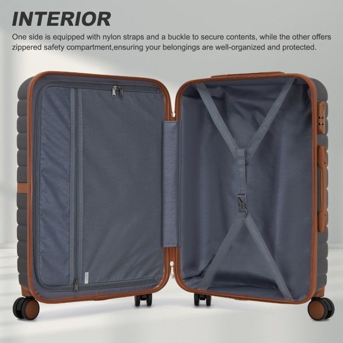 Juego de 3 maletas rígidas Kono (55/66/76 cm) ABS+PC - Maleta de cabina, ligera y resistente, 4 ruedas y cerradura de seguridad, gris