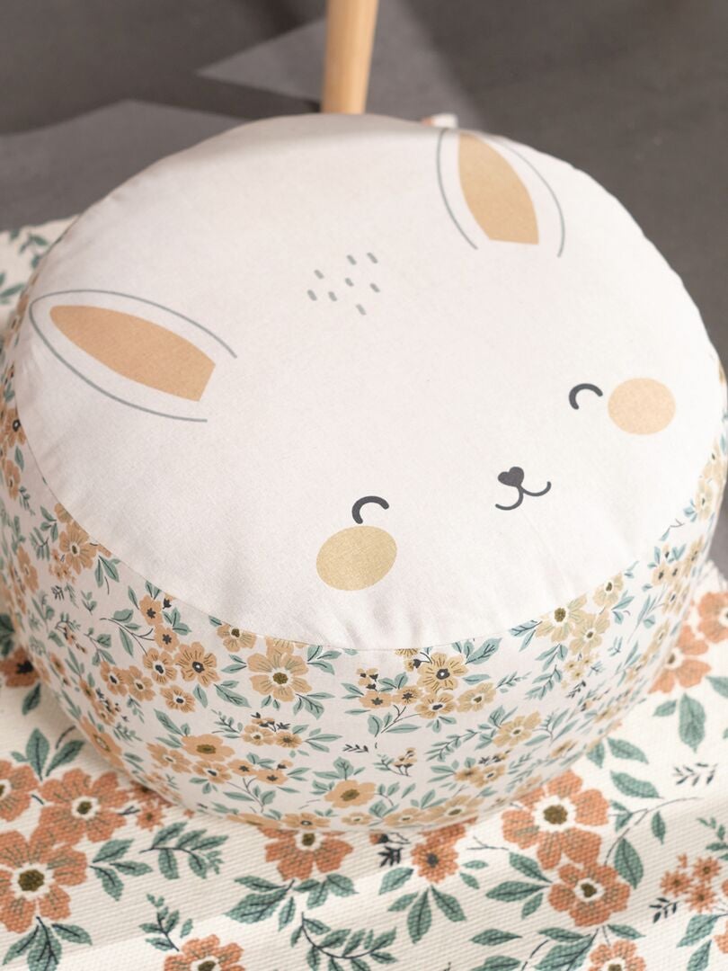 Pufe com estampa de coelho - ROSA