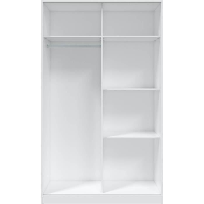 Armoire TOP - Décor blanc artik et chêne nodi - 2 Portes coulissantes - H200 x L121 x P50 cm