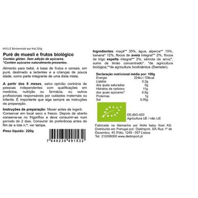 Holle Luomu Mysli/Hedelmäsose Purkki 8M 220g 220g