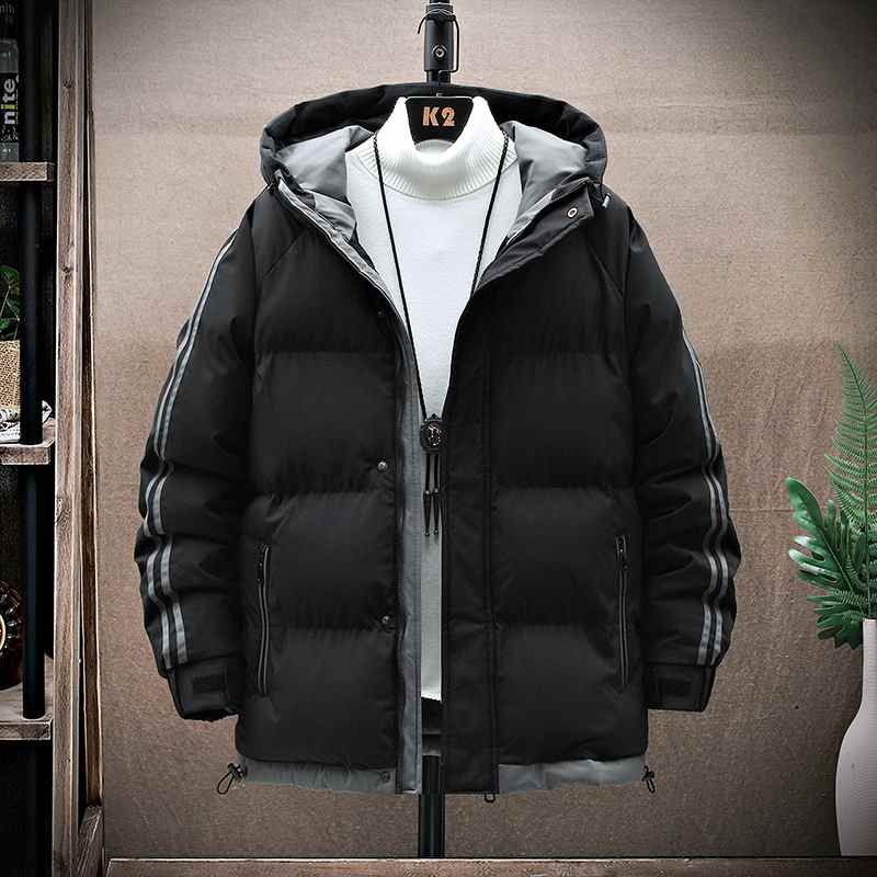 Giacca invernale da uomo in cotone, giacca imbottita Harajuku con cappuccio, spessa e calda, capospalla casual da uomo, taglie M-5XL
