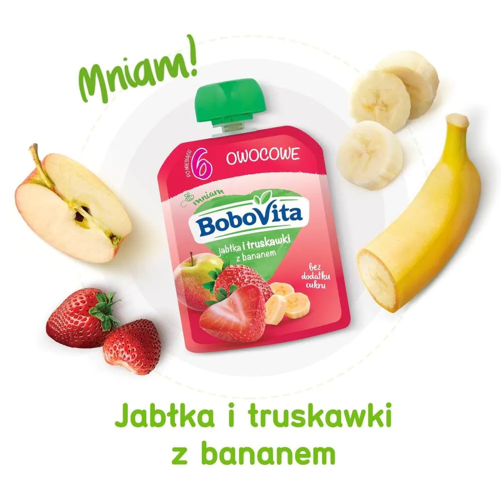 Bobovita Mus Jabłka i Truskawki z Bananem Po 6 Miesiącu