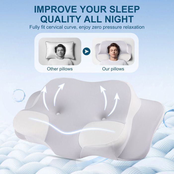 Cuscino ortopedico in memory foam, anti-russamento e per apnea posizionale, ideale per chi dorme supino o sul fianco.