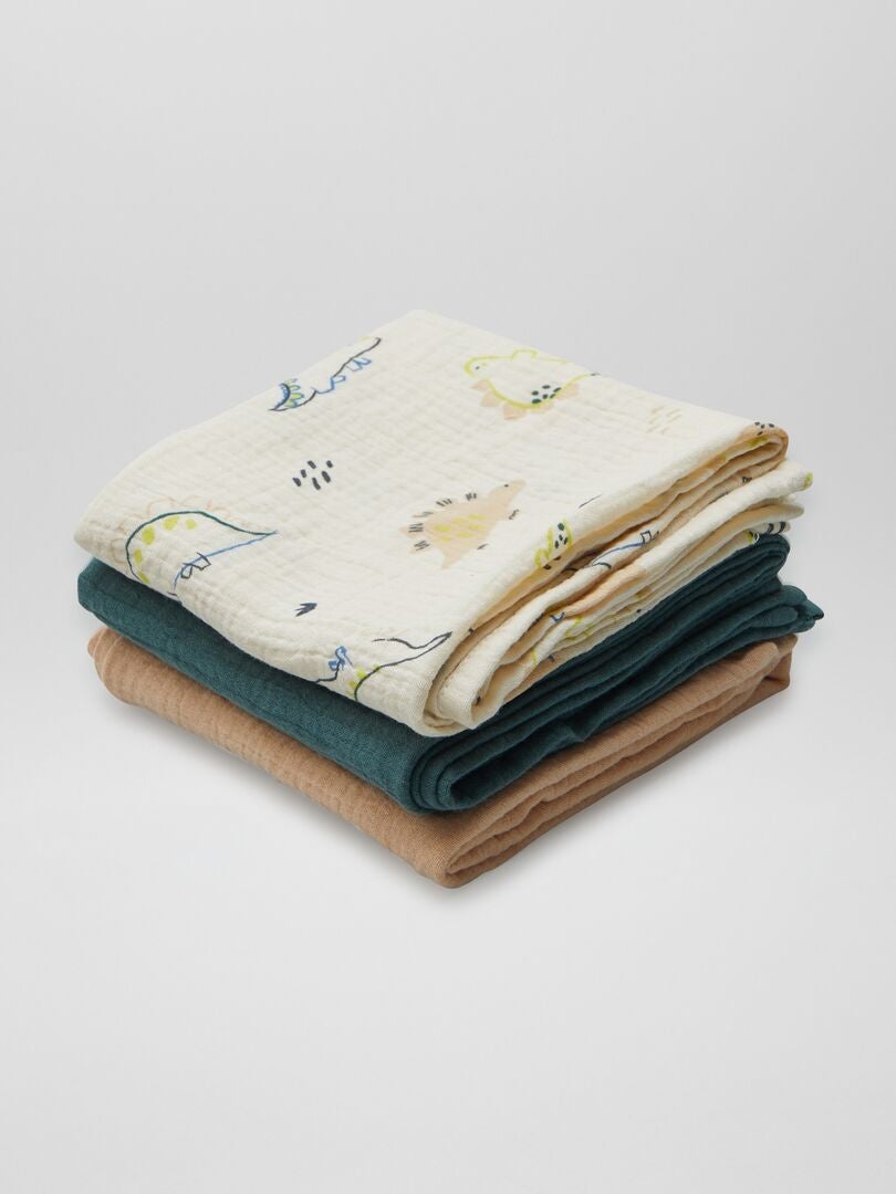 Set van 3 katoenen gaasdekens - WIT