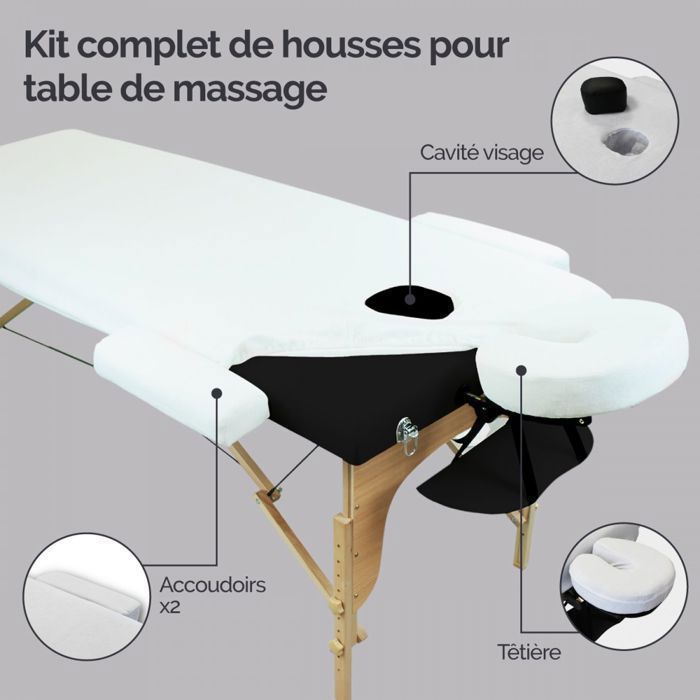 Kit complet de housses pour table de massage - Éponge - Blanc - Vivezen