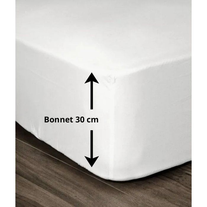 LOVELY HOME Drap Housse 100% coton 180x200x30 cm blanc