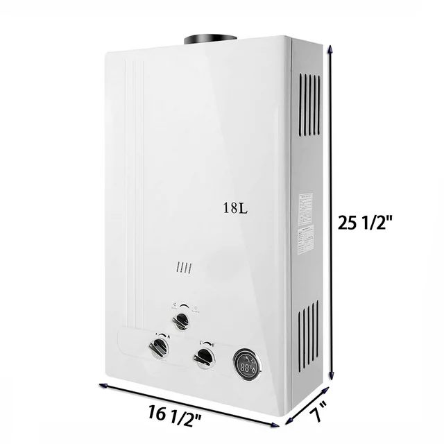 Chauffe-eau instantané au propane liquide TCMT 18L, débit de 4,8 GPM, avec affichage numérique