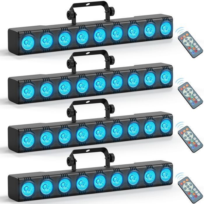 UKing 9 LED RGBW Testa mobile 4 in 1 con effetti dinamici, luce da palco per DJ con telecomando per piccoli spazi e discoteche (4 pezzi)
