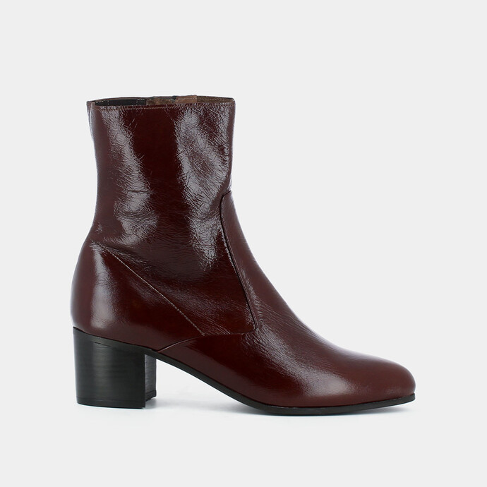 Bottines à talons  en cuir vieilli marron