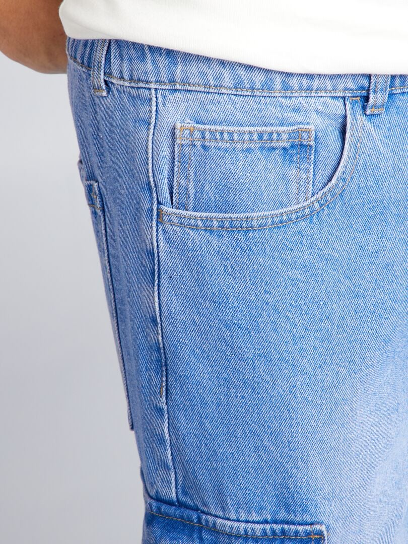 Spijkerbroek met wijde pijpen en meerdere zakken - BLAUW