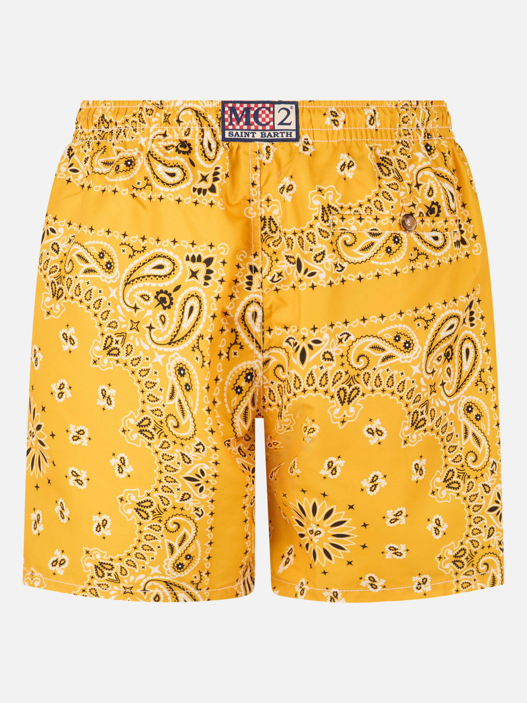 Herenzwempak met okerkleurige bandana-print