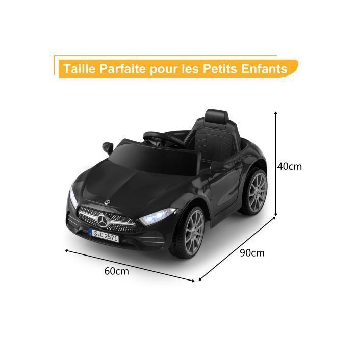 LALAHO Electric Ride-On Car for Kids - Mercedes-Benz CLS 350 - 90 x 60 x 40 cm - Black