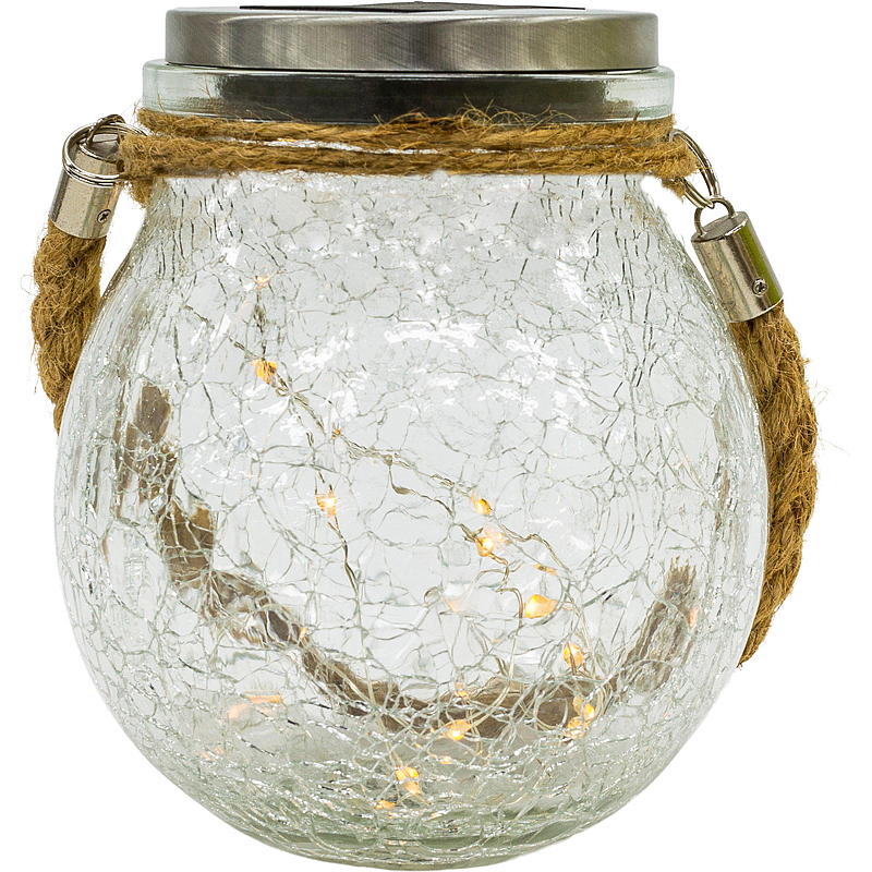 Einmachglas mit 15 LED-Leuchten und Solarzelle