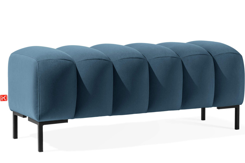 KONSIMO PECCO Pufa na korytarz 120 cm welur, do sypialni, metalowe nóżki