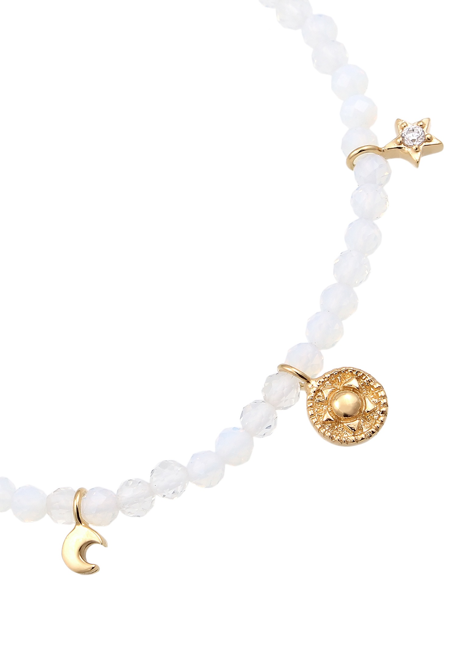 Elli PREMIUM Elli PREMIUM Bracelet Femmes Pendentif Étoile Zirconia Taille Diamant Blanc Argent Sterling 925 Doré Été / Plage Or 16 cm