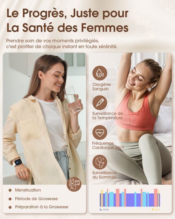 Relógio inteligente feminino FOSMET com chamadas Bluetooth, tela HD de 1,85