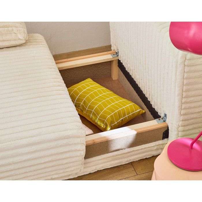 Cristal - poltrona - trasformabile con contenitore - in pelliccia sintetica a coste - Beige