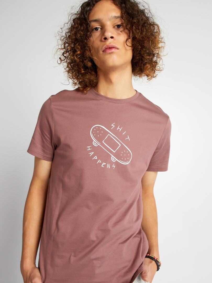 Bedrukt jersey T-shirt - ROZE