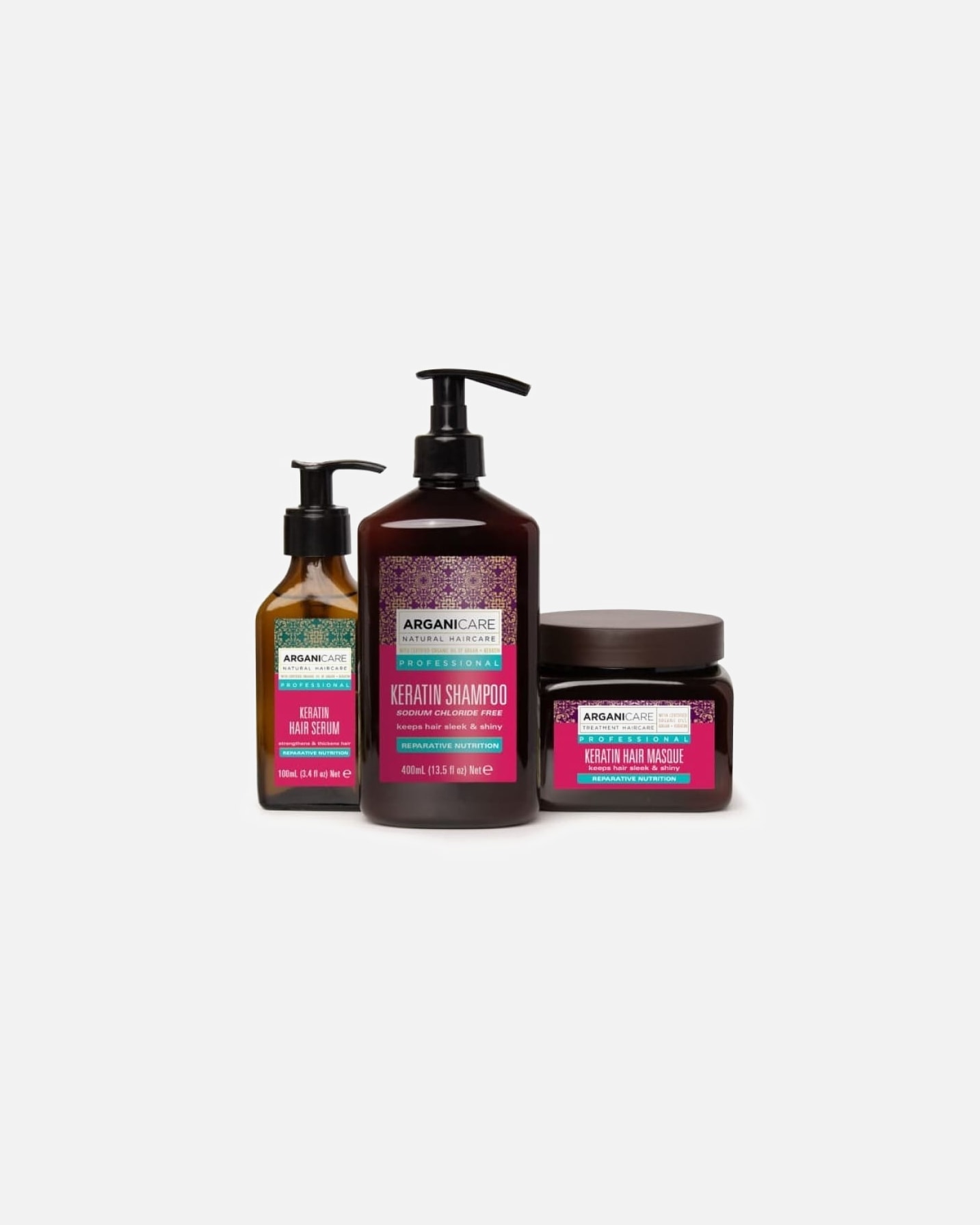 Kit de Cuidados Capilares Arganicare com Queratina -