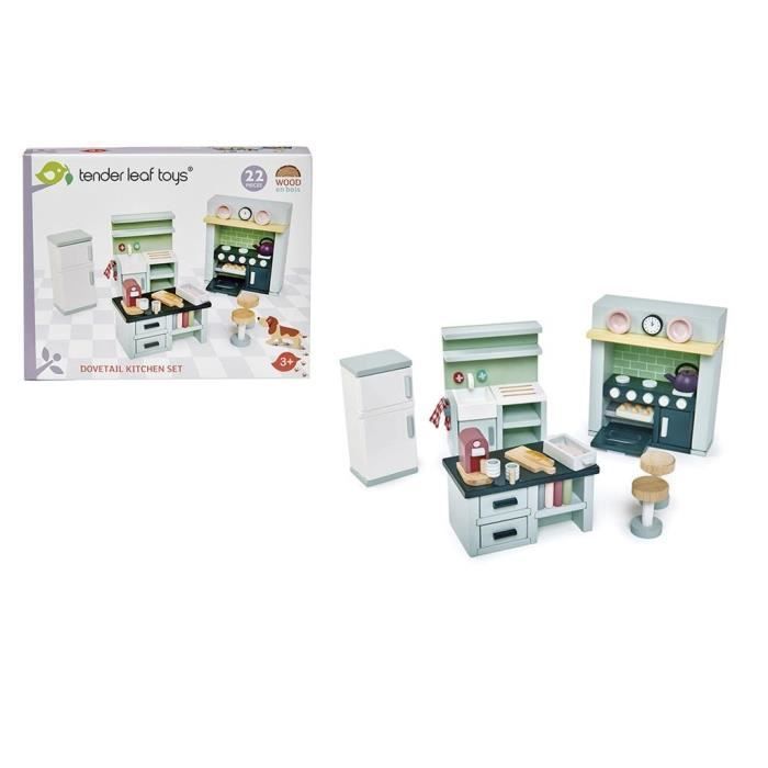 Accessoires maison de poupées - TENDER LEAF TOYS - Cuisine junior - 22 pièces - Vert - Bois