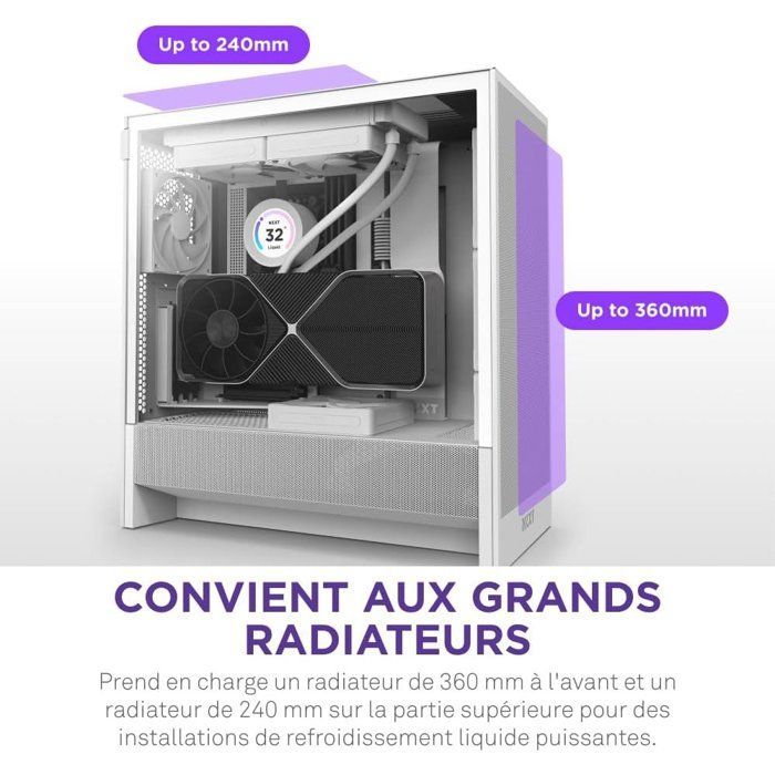 Case mid-tower ATX compatto - NZXT - CC-H52FW-01 - H5 Flow - Bianco