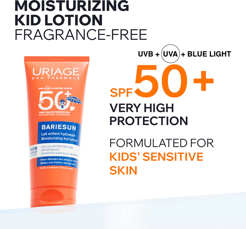 Loção hidratante infantil Uriage Bariésun com proteção solar FPS 50+