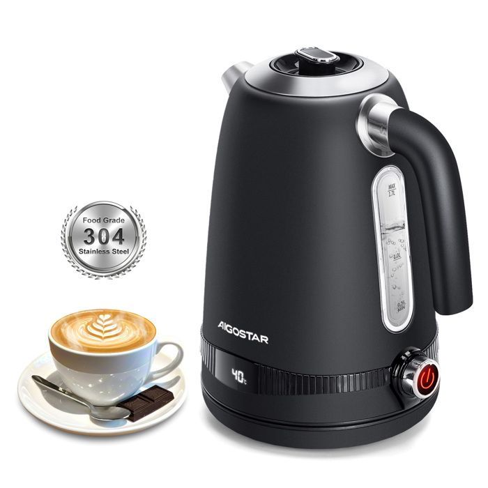Aigostar Loki - 0% BPA stainless steel kettle. 1.7L, 2200W. 7 preset temperatures, keep warm function, LED display.