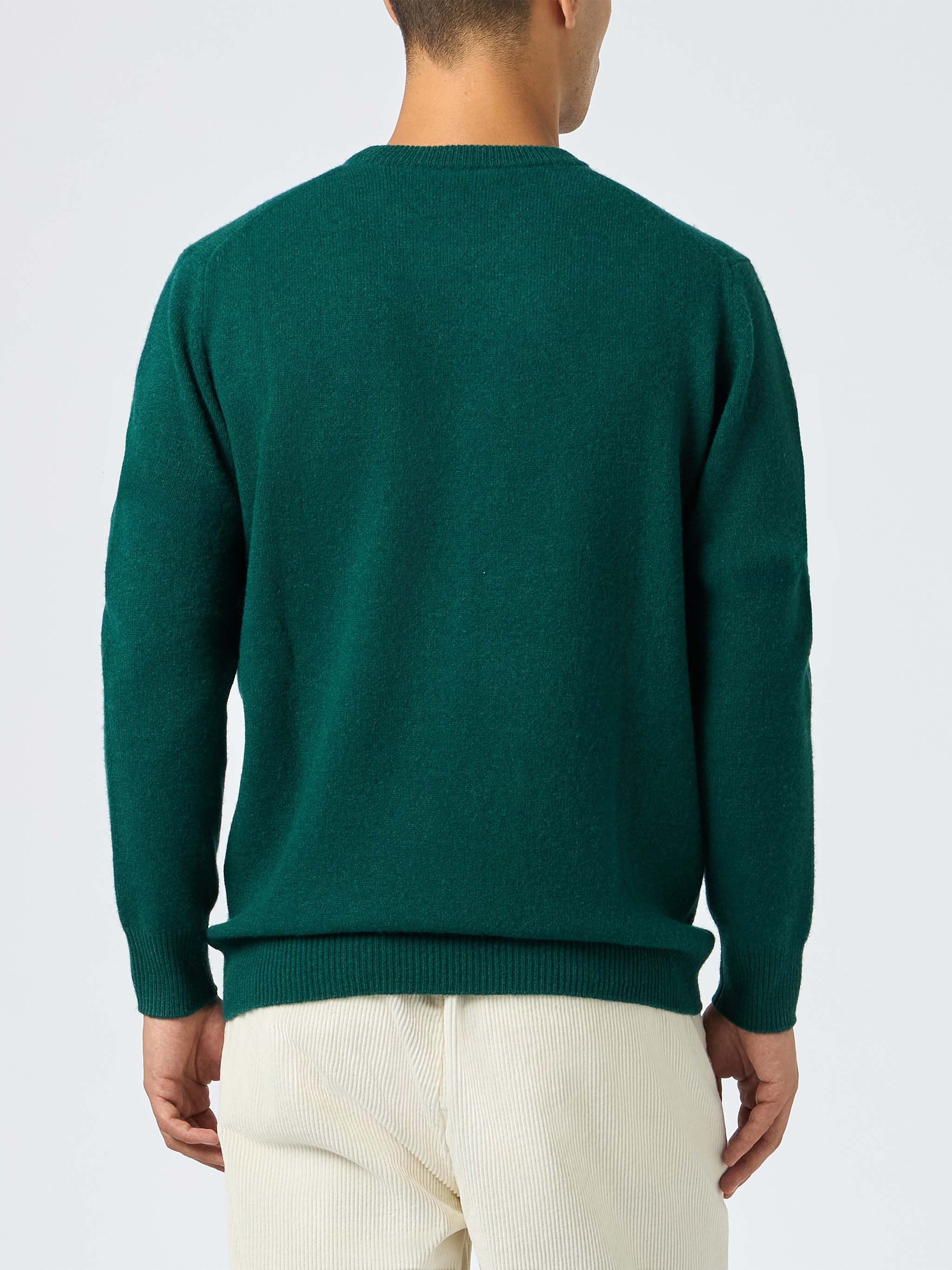 Maglione da uomo girocollo verde con ricamo St. Barth