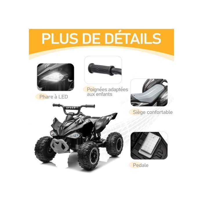 Buggy eléctrico LALAHO de 12 V y 7 Ah para niños de 3 a 6 años - Velocidad máxima de 4,5 km/h, color negro.