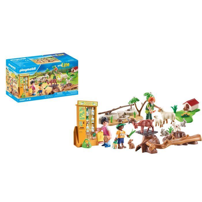 PLAYMOBIL 72007 Alla scoperta degli animali nella fattoria e nello zoo, 63 pezzi, età 4+