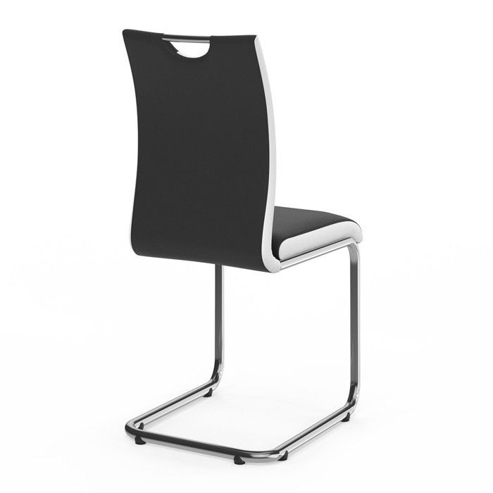 IDMARKET Set van 4 PIA eetkamerstoelen met zwarte chromen poten
