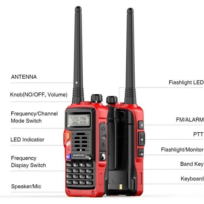 Talkie Walkie - BaoFeng - UV-S9 Plus - Batterie 2800 mAh - Portée 8-10 km - VHF/UHF Dual Bande