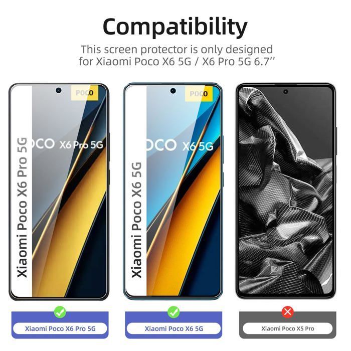 3er-Pack Schutzglas für Xiaomi Poco X6 5G, X6 Pro 5G – Effektiver Kratzschutz – Blasenfrei