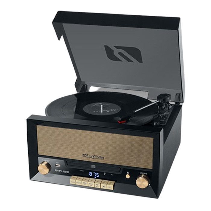 20W HiFi CD-system med platespiller - CD/FM/USB/AUX - 33/45/78 o/min