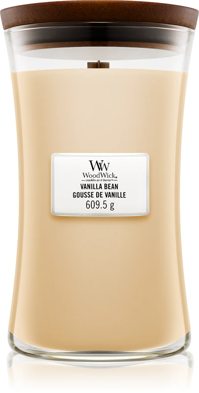 Vonná sviečka Woodwick Vanilla Bean s dreveným knôtom