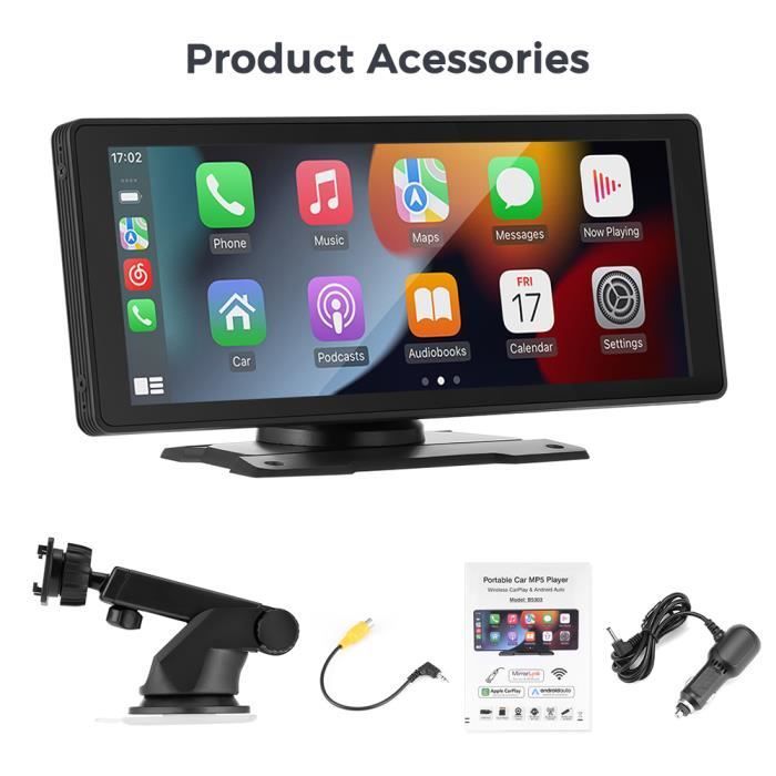 GEARELEC 10-Zoll-Autoradio mit Carplay, Android Auto, WLAN, Bluetooth, FM-Radio und 720p-Fahraufzeichnung