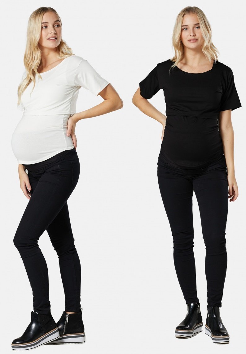 Ensemble Chelsea Clark pour l'allaitement (lot de 2) - Haut - blanc/noir